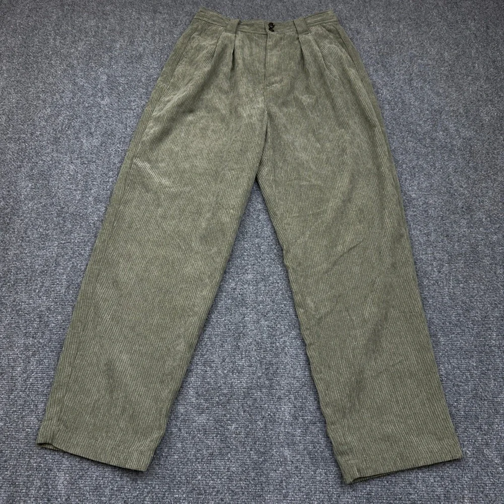Madewell Corduroy High-Rise Tapered Pant 4 Distant Surplus Olive Green Pleated